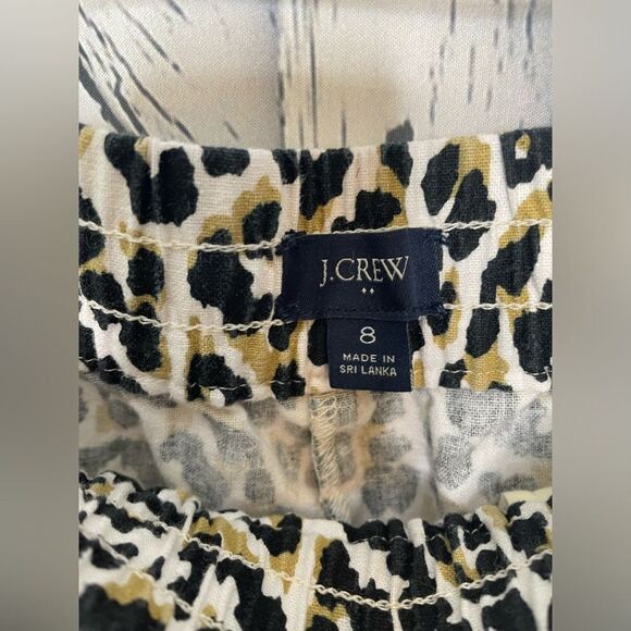 J. Crew Leopard Print Linen Blend Cuffed Ankle Pants Joggers Sz 8 - Picture 7 of 8